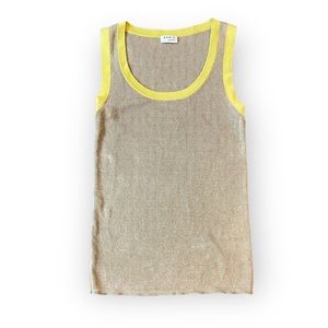 Akris Tan/Lime Sleeveless Knit Tank Top/Cami